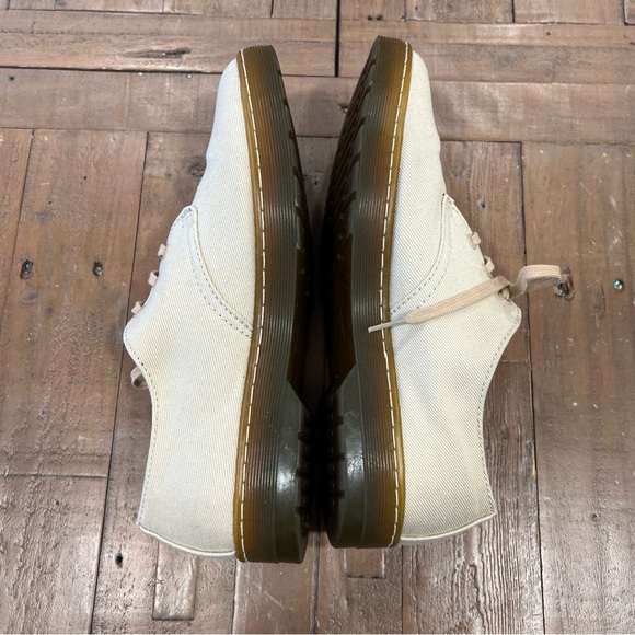 Dr martens delay twill canvas Oxford 3 eye lace up beige men shoes - Picture 7 of 12